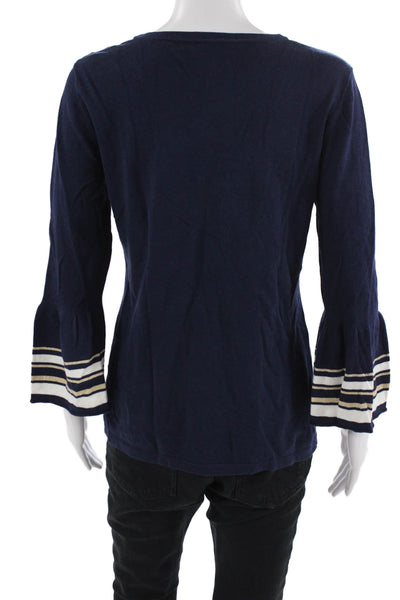 Lilly Pulitzer Women Basic Dark Blue Round Neck 3/4 Sleeve Sweater Size M
