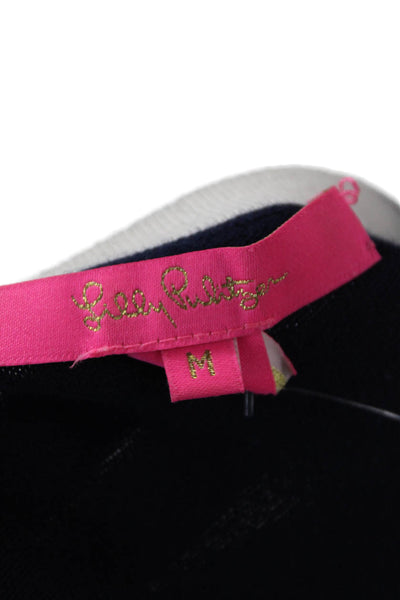 Lilly Pulitzer Women Basic Dark Blue Round Neck 3/4 Sleeve Sweater Size M