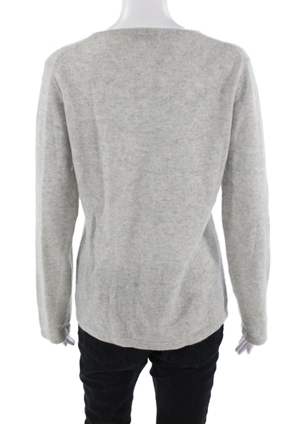 Hannah Rose Women Gray Cashmere Pullover Crew Neck Graphic Size L