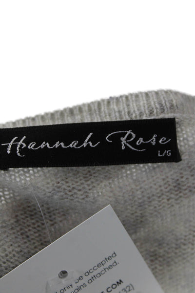 Hannah Rose Women Gray Cashmere Pullover Crew Neck Graphic Size L