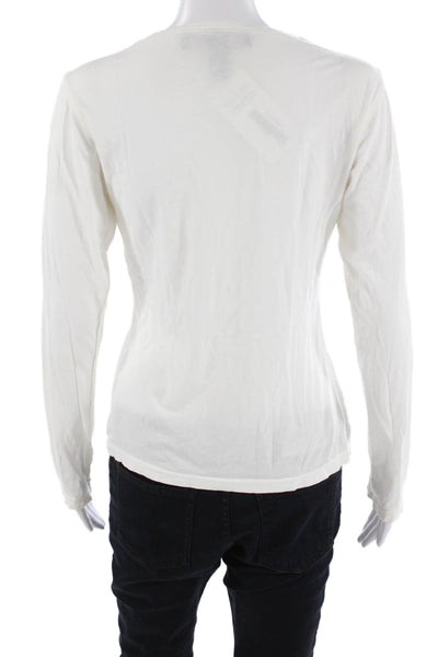 Nicole Miller Womens Basic White Cotton Crew Neck Long Sleeve T-Shirt Size M