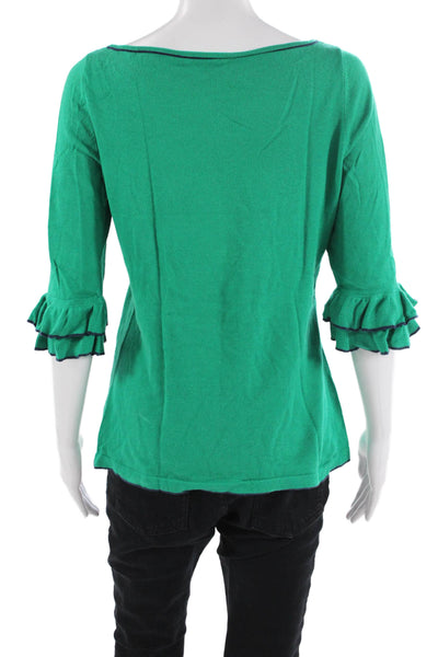 Lilly Pulitzer Women Green 3/4 Sleeve Blouse Cotton Silk Nylon Size M