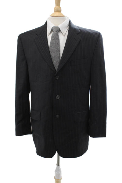 Lauren Ralph Lauren Mens Black Striped Wool Suit Jacket Size 40