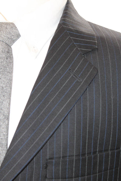 Lauren Ralph Lauren Mens Black Striped Wool Suit Jacket Size 40