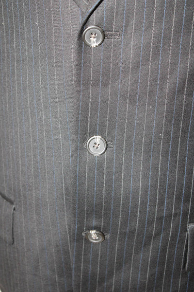 Lauren Ralph Lauren Mens Black Striped Wool Suit Jacket Size 40