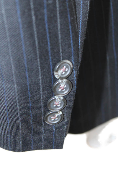 Lauren Ralph Lauren Mens Black Striped Wool Suit Jacket Size 40