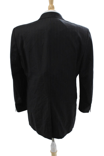 Lauren Ralph Lauren Mens Black Striped Wool Suit Jacket Size 40