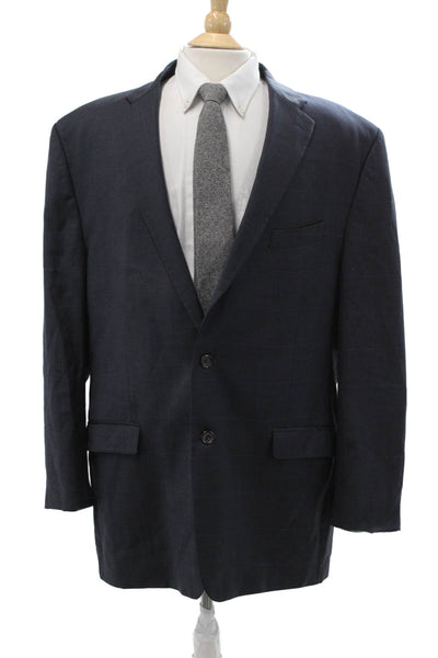 Lauren Ralph Lauren Men Dark Blue Wool Check Suit Jacket Button Size 46