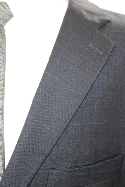 Lauren Ralph Lauren Men Dark Blue Wool Check Suit Jacket Button Size 46