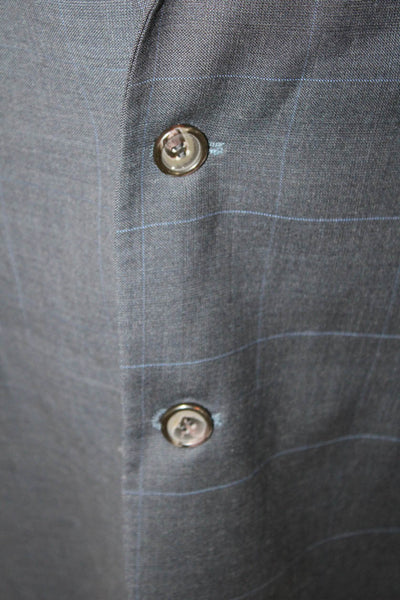 Lauren Ralph Lauren Men Dark Blue Wool Check Suit Jacket Button Size 46