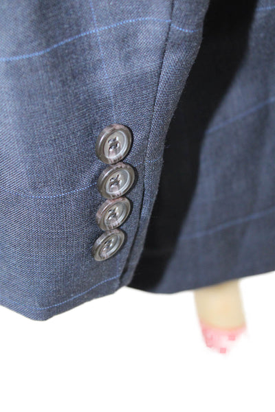 Lauren Ralph Lauren Men Dark Blue Wool Check Suit Jacket Button Size 46