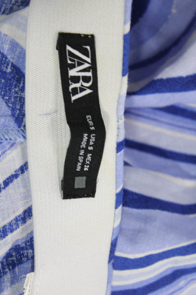 Zara Unisex Blue Cotton Blend Pants Size S