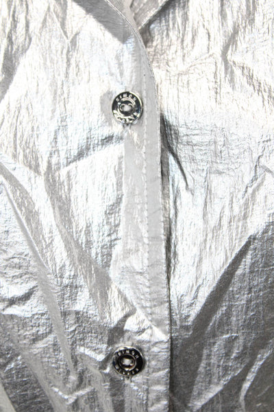 Simon Miller Women Gray Collared Short Sleeve Button-Up Polyester 80s Size S