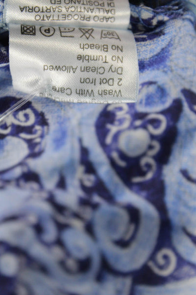 Antica Sartoria By Giacomo Cinque Women Collared Tunic Blue Cotton Size L