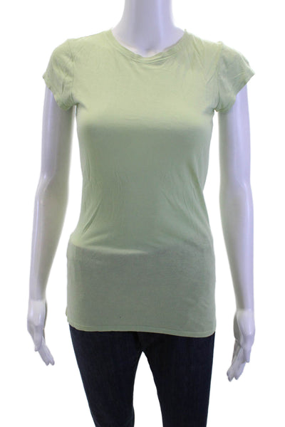 Vince Women Basic Green Short Sleeve Crew Neck Cotton Blend T-Shirt Size XS