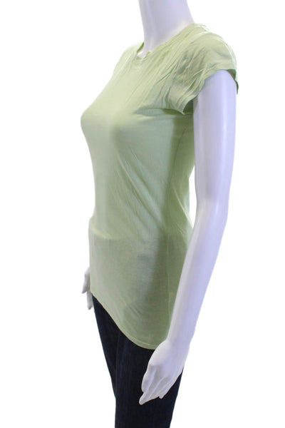 Vince Women Basic Green Short Sleeve Crew Neck Cotton Blend T-Shirt Size XS