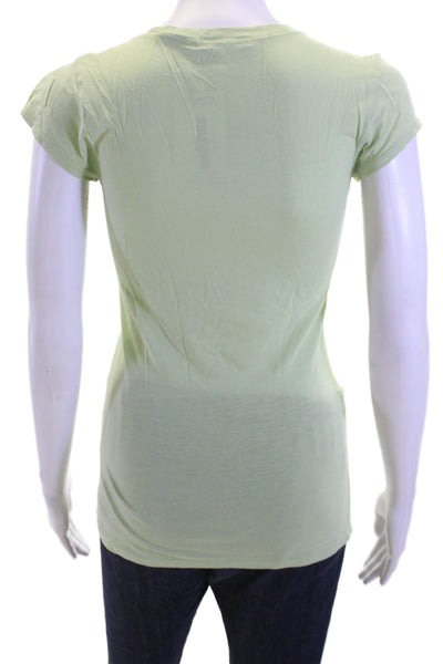 Vince Women Basic Green Short Sleeve Crew Neck Cotton Blend T-Shirt Size XS