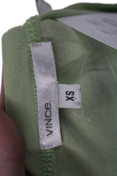 Vince Women Basic Green Short Sleeve Crew Neck Cotton Blend T-Shirt Size XS