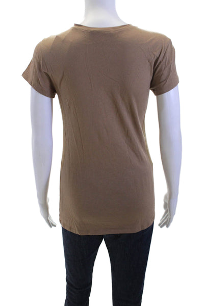 Vince Women Basic Brown Cotton Blend Crew Neck Short Sleeve T-Shirt Size S