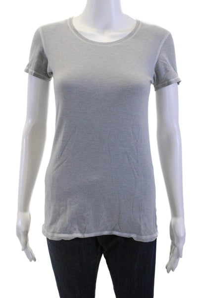 Lululemon Women Gray Basic Round Neck Short Sleeve T-Shirt Cotton Blend Size 4