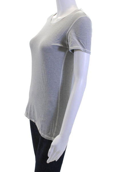 Lululemon Women Gray Basic Round Neck Short Sleeve T-Shirt Cotton Blend Size 4
