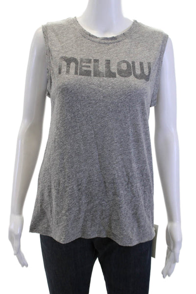 Mate Womens Gray Sleeveless Jersey Tank Graphic Crew Neck Cotton Blend Size S