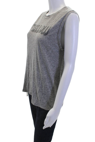 Mate Womens Gray Sleeveless Jersey Tank Graphic Crew Neck Cotton Blend Size S