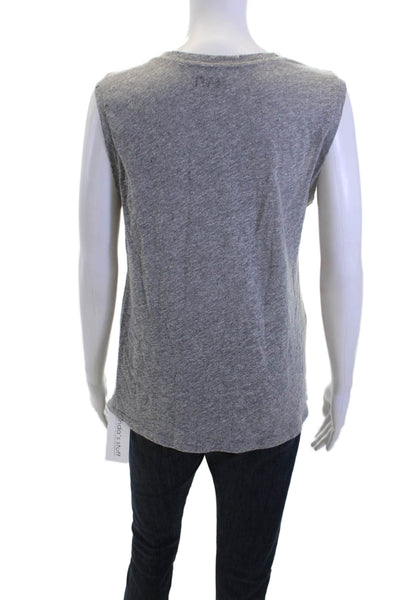 Mate Womens Gray Sleeveless Jersey Tank Graphic Crew Neck Cotton Blend Size S