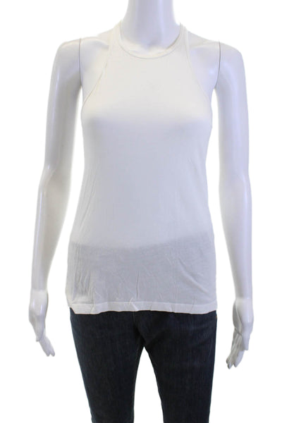 Lululemon Women Basic Tank White Cotton Blend High Neck Sleeveless Size 4