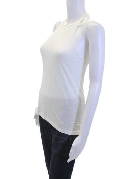 Lululemon Women Basic Tank White Cotton Blend High Neck Sleeveless Size 4