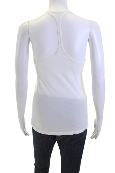 Lululemon Women Basic Tank White Cotton Blend High Neck Sleeveless Size 4