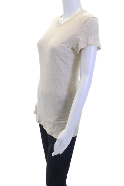 Vince Women Basic T-Shirt Beige Crew Neck Short Sleeve Modal Blend Size XS