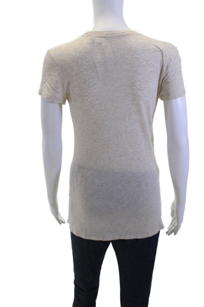 Vince Women Basic T-Shirt Beige Crew Neck Short Sleeve Modal Blend Size XS
