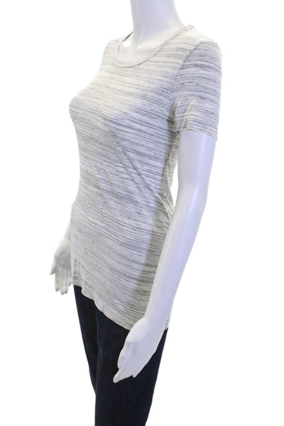 Bailey 44 Women Gray Striped Basic T-Shirt Short Sleeve Round Neck Size S