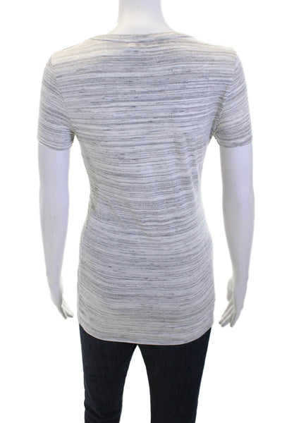 Bailey 44 Women Gray Striped Basic T-Shirt Short Sleeve Round Neck Size S