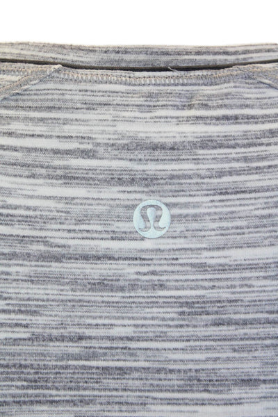 Lululemon Womens Gray Striped Crewneck Short Sleeve T-Shirt Nylon Blend Size 4
