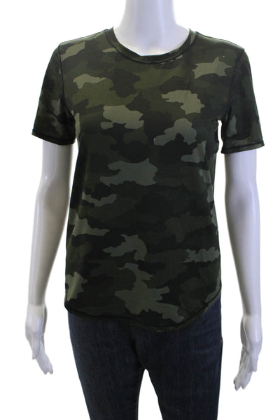 Lululemon Womens Green Camo Crew Neck Short Sleeve Basic T-Shirt Size 6