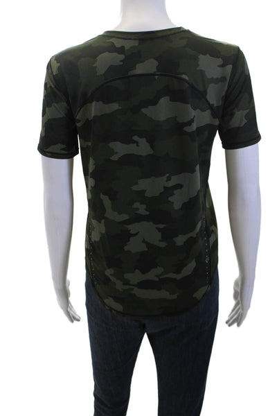 Lululemon Womens Green Camo Crew Neck Short Sleeve Basic T-Shirt Size 6