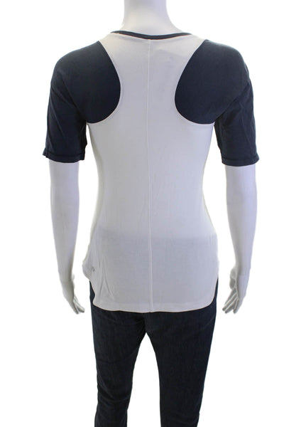 Lululemon Women Dark Blue Ringer T-Shirt Crew Neck Short Sleeve Size 4