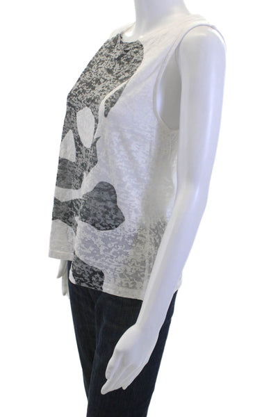Soul Cycle Womens Basic Sleeveless Skull Graphic Tank White 65/35 Cotton Size S