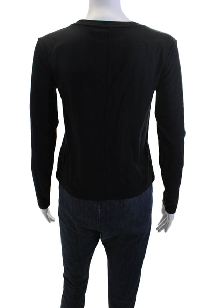Athleta Women Black V-Neck Long Sleeve Basic T-Shirt Polyester Size 2XS