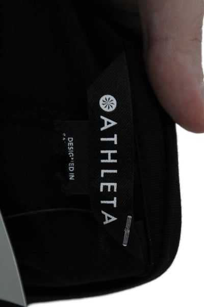 Athleta Women Black V-Neck Long Sleeve Basic T-Shirt Polyester Size 2XS