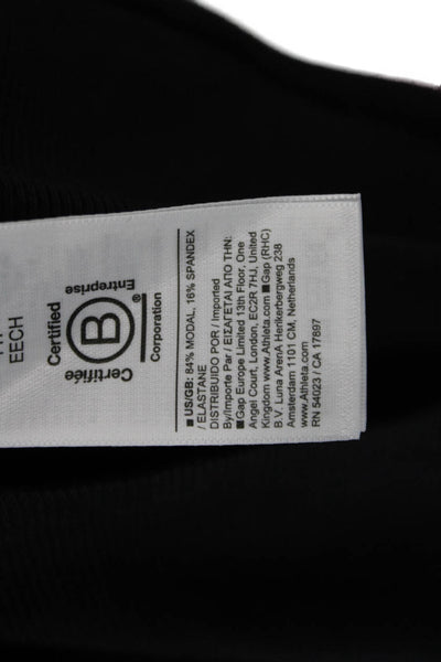 Athleta Womens Black Square Neck Long Sleeve Basic T-Shirt Size 2XS