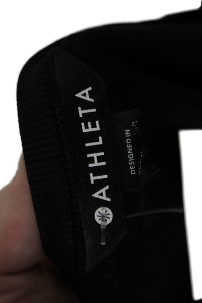 Athleta Womens Black Square Neck Long Sleeve Basic T-Shirt Size 2XS