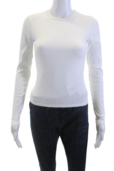 Athleta Womens White Basic Long Sleeve T-Shirt Size 2XS