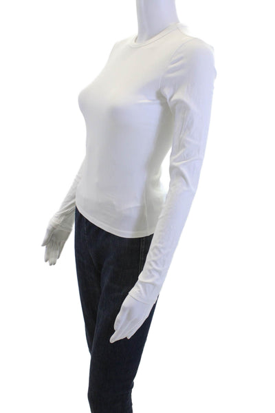 Athleta Womens White Basic Long Sleeve T-Shirt Size 2XS