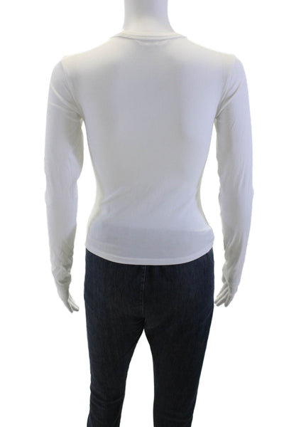 Athleta Womens White Basic Long Sleeve T-Shirt Size 2XS