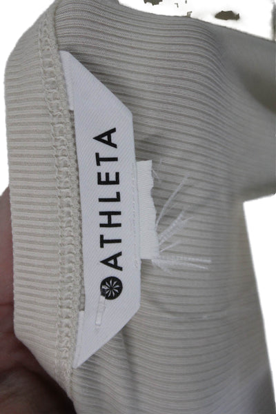 Athleta Women Basic Beige Modal Blend Square Neck Long Sleeve T-Shirt Size XXS