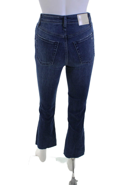 Rag & Bone Women Cropped Flared Jeans Dark Blue Mid-Rise Petite Size 23