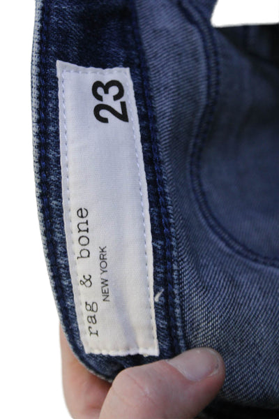 Rag & Bone Women Cropped Flared Jeans Dark Blue Mid-Rise Petite Size 23